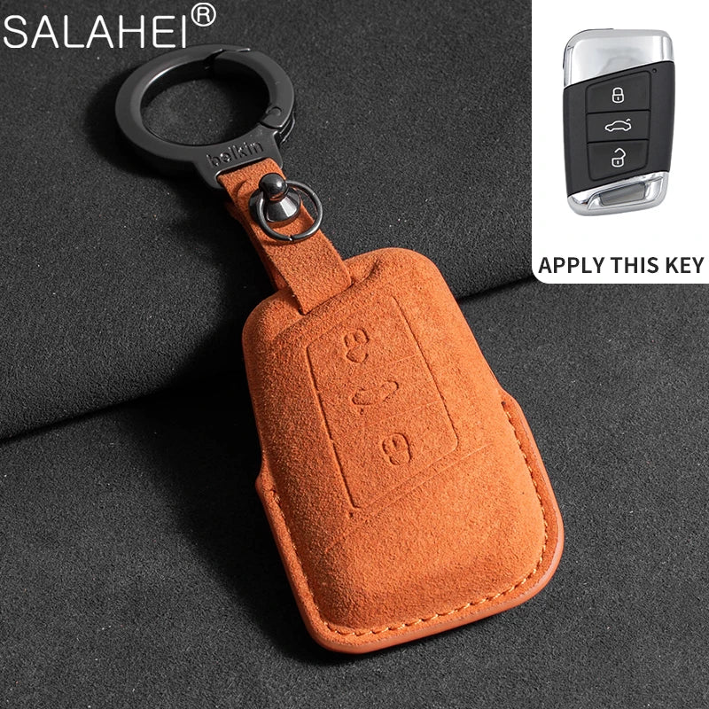 Wildleder Autoschlüssel Hülle für VW, Skoda & SEAT – Premium Key Case Cover für Passat B8, Tiguan MK2, Golf 8, Octavia A7/A8 & Leon MK4