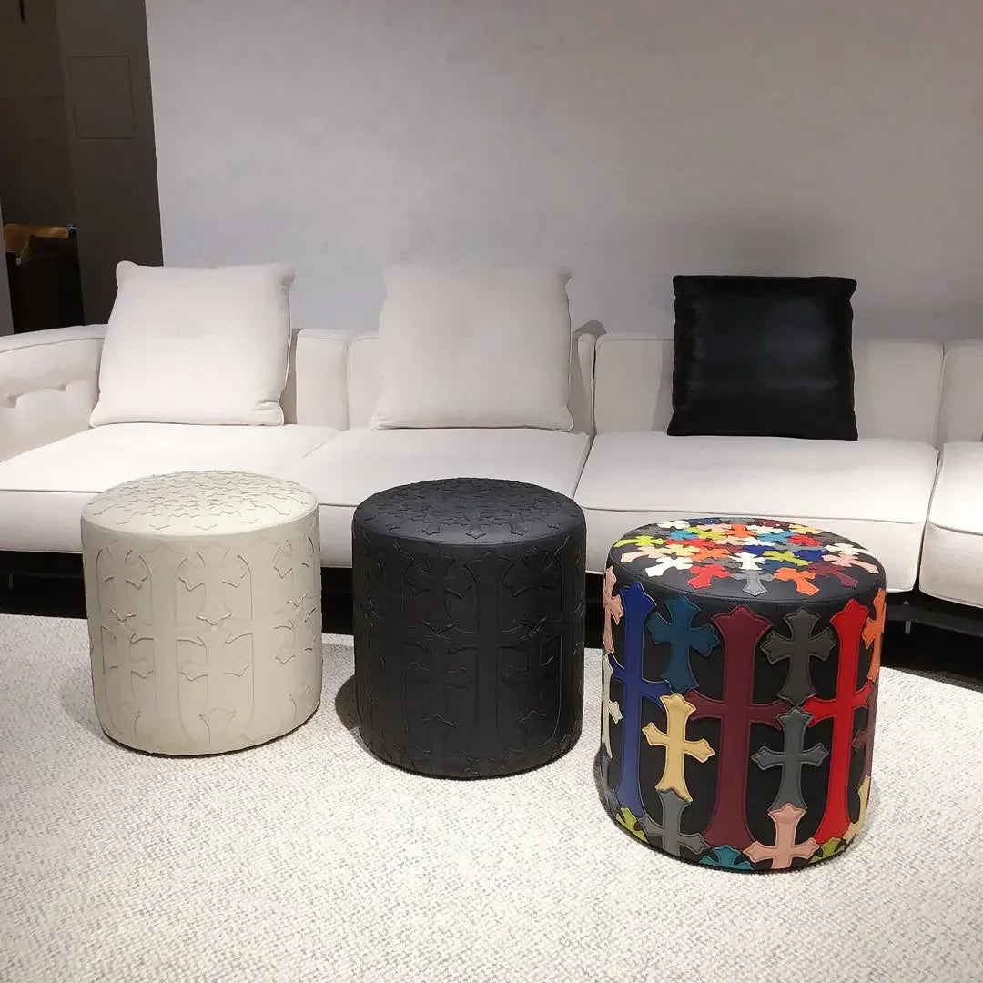 Design Lederhocker „Light Luxury“ – Moderner Schuhwechsel- & Sofa-Hocker in Trendfarben für Wohnzimmer, Flur & Schlafzimmer