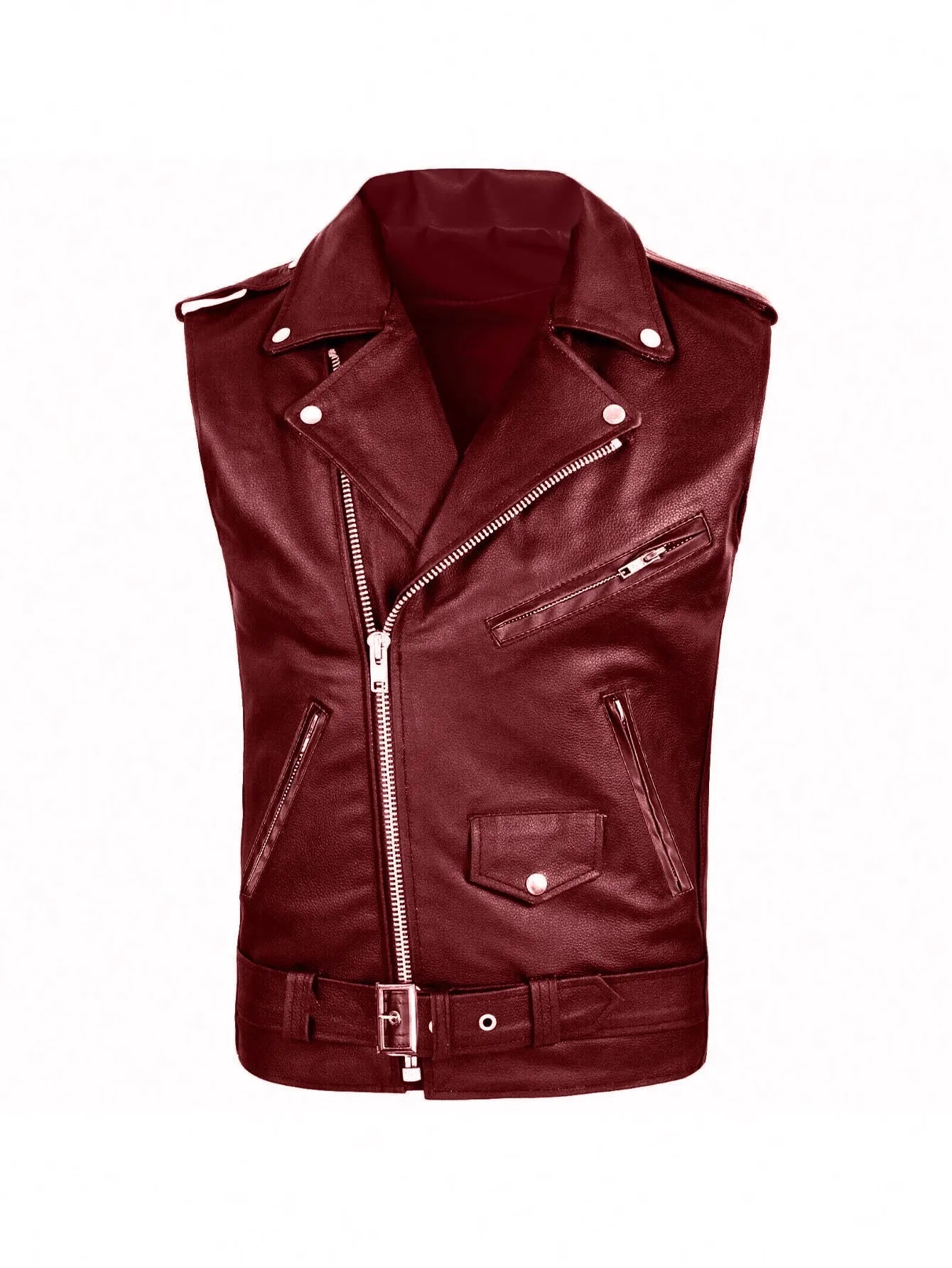 Herren Steampunk Lederweste – Vintage Motorrad Weste im Victorian Gothic Style mit mehreren Reißverschlüssen, ärmellos