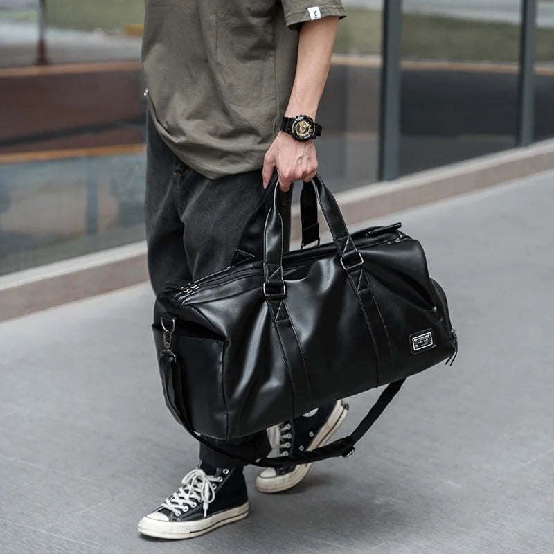 Vintage Leder Reise-Duffle Bag mit Schuhfach – Wasserdichte Carry-On Weekend- &amp; Sporttasche für Damen &amp; Herren