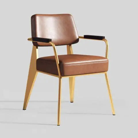 Nordischer Leder-Armchair mit Metallgestell – Vielseitiger Designerstuhl für Esszimmer, Wohnzimmer, Café & Meetingräume