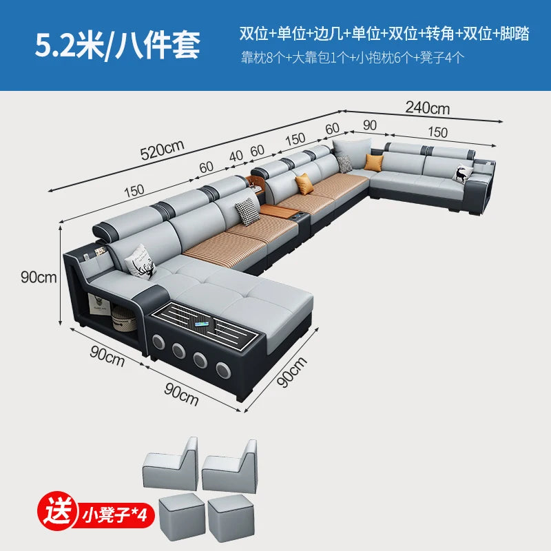 Designer Luxus Ledersofa – Modernes, erweiterbares Center-Seater & Sectional Sofa aus Echtleder für exklusive Wohnräume