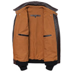 Herren A2 Fliegerlederjacke aus echtem Rindsleder – Klassische Air-Force Lederjacke im Military Stil aus braunem Kalbsleder