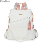 Großer Damen Rucksack aus weichem Lederlook – Modischer Softback Studentinnen-Rucksack mit viel Stauraum 