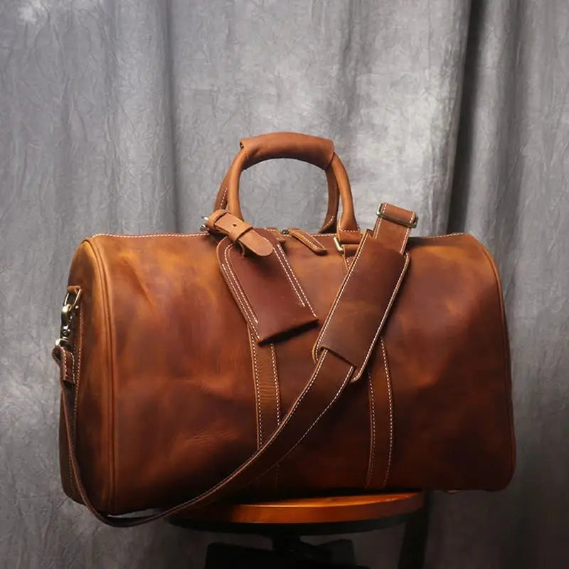 Newsbirds Crazy Horse Leder Reisetasche – Vintage Carry-On Duffle Bag aus echtem Rindsleder für Damen &amp; Herren 
