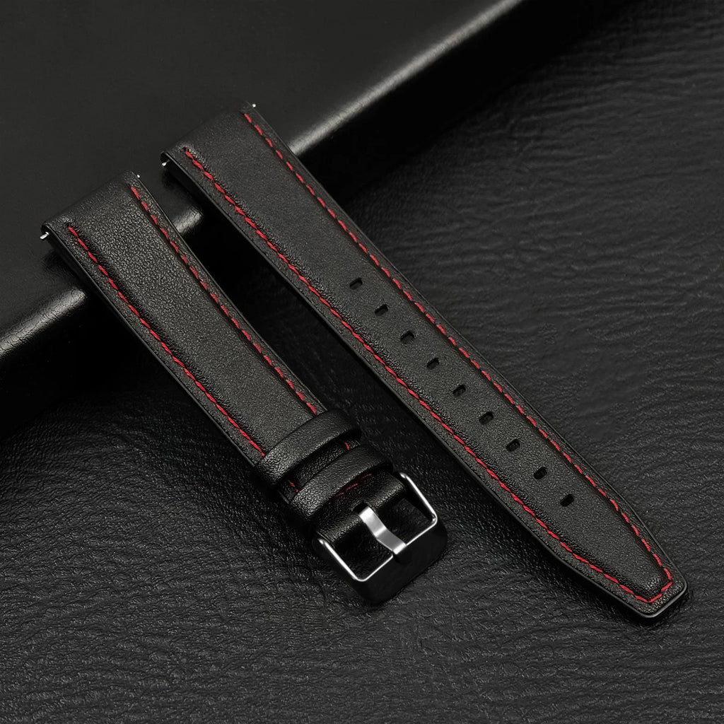 Brazalete de cuero vintage de 20 mm y 22 mm para Samsung Galaxy Watch 4–7 y Xiaomi Redmi Watch – Brazalete clásico para reloj inteligente con diseño dorado 