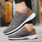 PUAMSS Herren Sneaker aus Leder – Atmungsaktive Sportschuhe, rutschfeste Laufschuhe für Alltag und Training