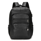 Herren Rucksack mit USB-Ladeanschluss – Großer PU-Leder Laptop-Rucksack für Schule, Freizeit & Teenager