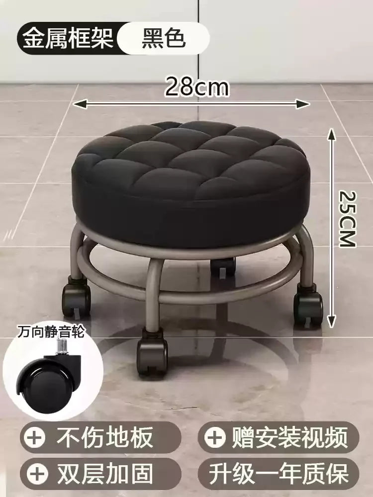 Niedriger Rollhocker aus Metall mit leisen Universalrollen – Beweglicher Schuhwechselstuhl für Haushalt & Wohnzimmer