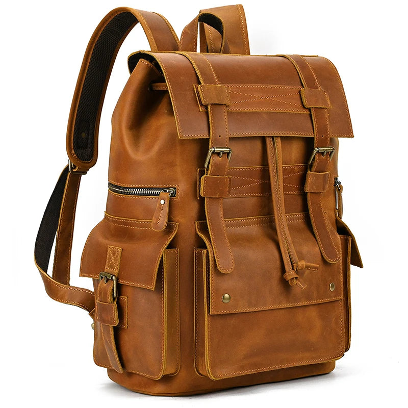 NEWSBIRDS Herren Leder Rucksack – Vintage Luxus Daypack aus echtem Rindsleder für Business, Reise & Schule
