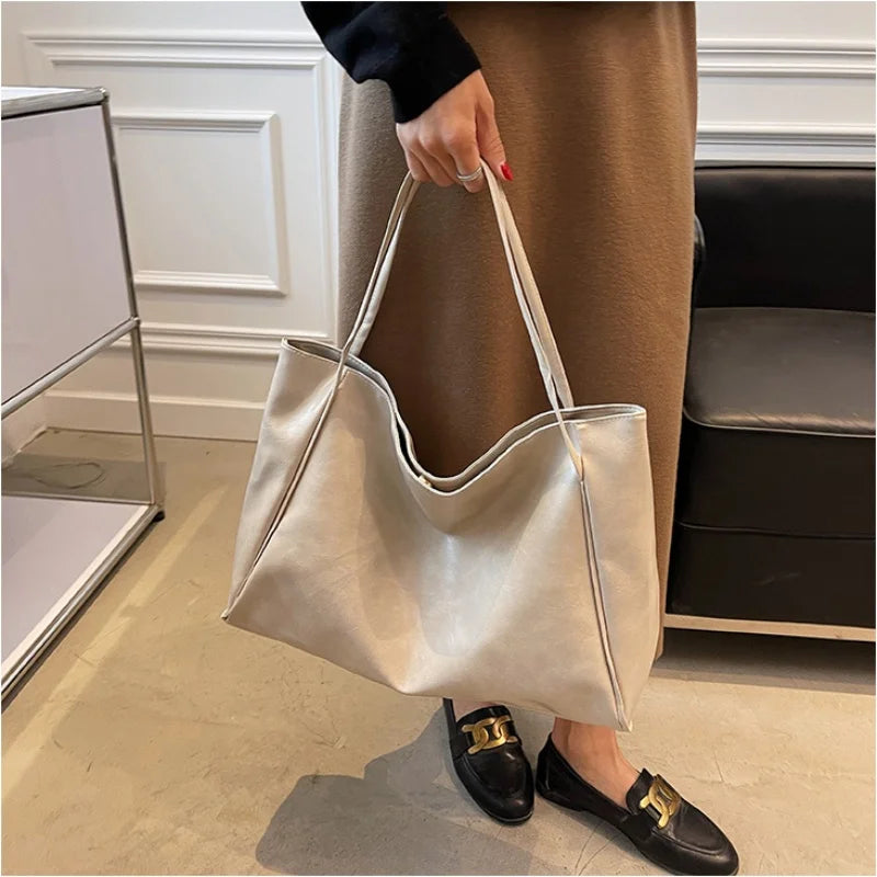 RPXBGUCKARHG Vintage Damen Tote Bag – Große PU-Leder Schultertasche, Harajuku-inspirierte Casual Handbag für Alltag & Shopping