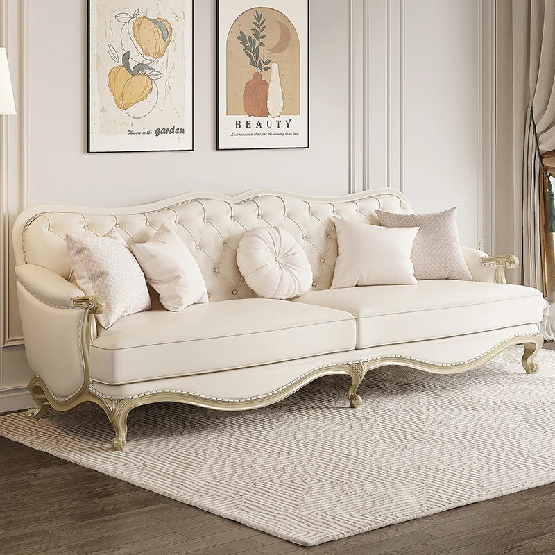 Amerikanisches Light-Luxury Ledersofa – Moderne französische Wohnlandschaft aus echtem Leder, europäisches Ecksofa für stilvolle Wohnzimmer