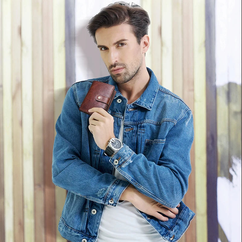 Contact'S Herren &amp; Damen Geldbörse aus echtem Leder – Vintage Kurz-Wallet mit RFID-Schutz, Münzfach &amp; Kartenhalter