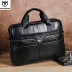 BULLCAPTAIN Herren Leder-Laptoptasche – Top-Layer Rindsleder Business Aktentasche für 15" Laptop