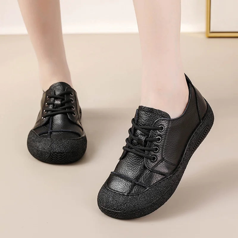 feerldi Damen Leder Flats WB-222E – Handgefertigte Oxfords für breite Füße, bequeme Slip-On Loafers und Mokassins