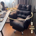Ergonomischer Relax-Bürostuhl aus Echtleder mit Fußstütze – Verstellbarer Lazy Office Chair mit Liegefunktion, Rollen & Drehmechanik für Homeoffice & Schlafzimmer
