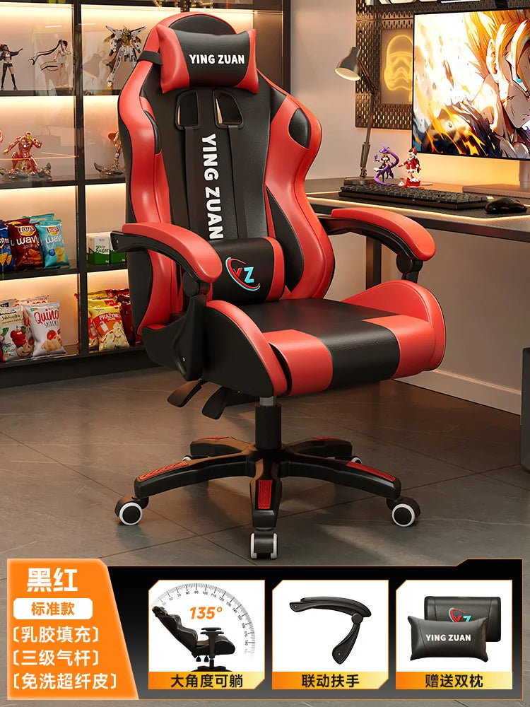 Ergonomischer Bürostuhl aus Leder mit Fußstütze & Rückenlehne – Höhenverstellbarer Drehstuhl mit Armlehnen & Rollen für Homeoffice & Büro