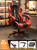 Ergonomischer Bürostuhl aus Leder mit Fußstütze & Rückenlehne – Höhenverstellbarer Drehstuhl mit Armlehnen & Rollen für Homeoffice & Büro