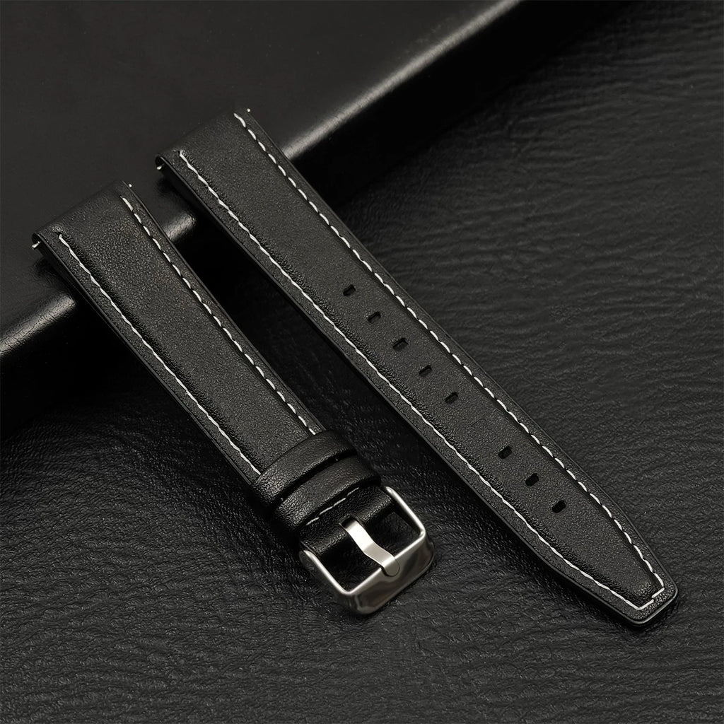 Brazalete de cuero vintage de 20 mm y 22 mm para Samsung Galaxy Watch 4–7 y Xiaomi Redmi Watch – Brazalete clásico para reloj inteligente con diseño dorado 