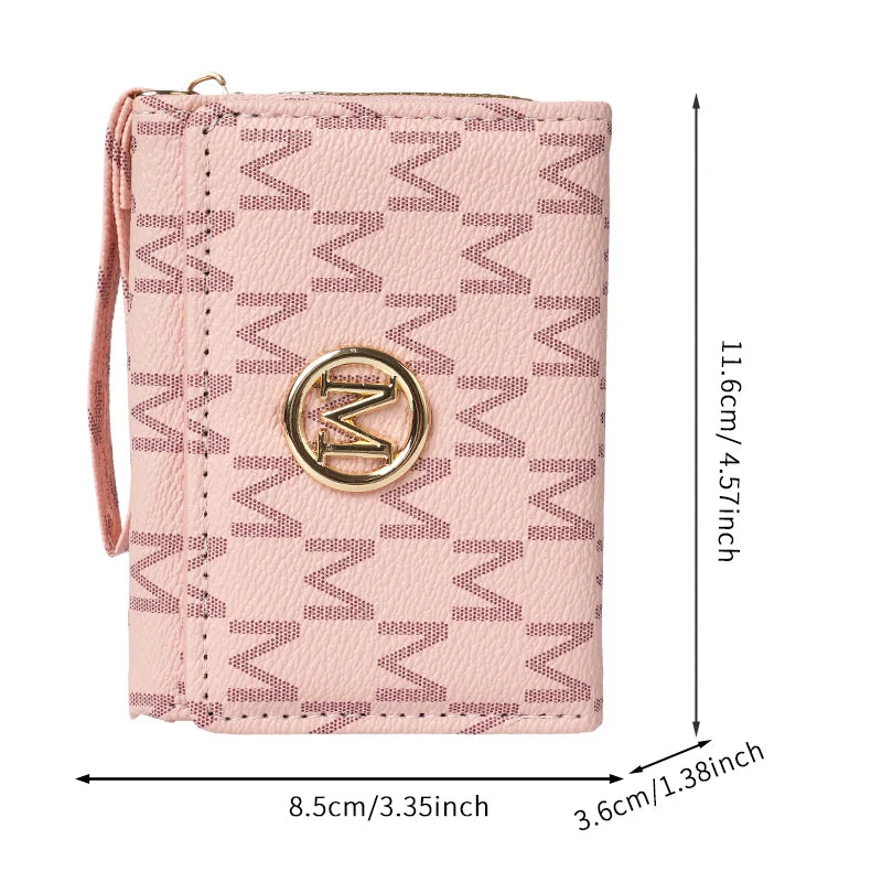 Damen Kurzgeldbörse – PU-Leder Wallet mit Cartoon-Print, Münzfach & Multi-Kartenfächern