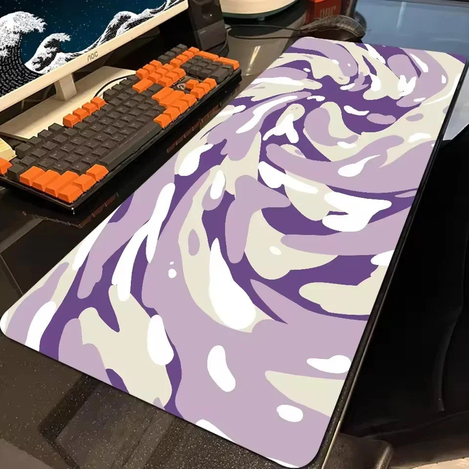 XXL Leder Mousepad mit Art-Swirl Design – Große Gaming & Keyboard Schreibtischunterlage für PC, Laptop & Anime-Setup