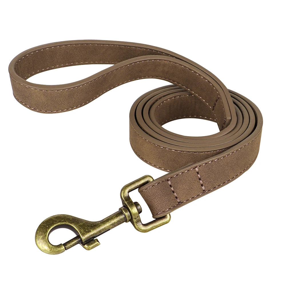 Personalisiertes PU Leder Hundegeschirr mit Leine – Graviertes ID-Schnallen-Geschirr als Vest-Set für kleine & mittelgroße Hunde