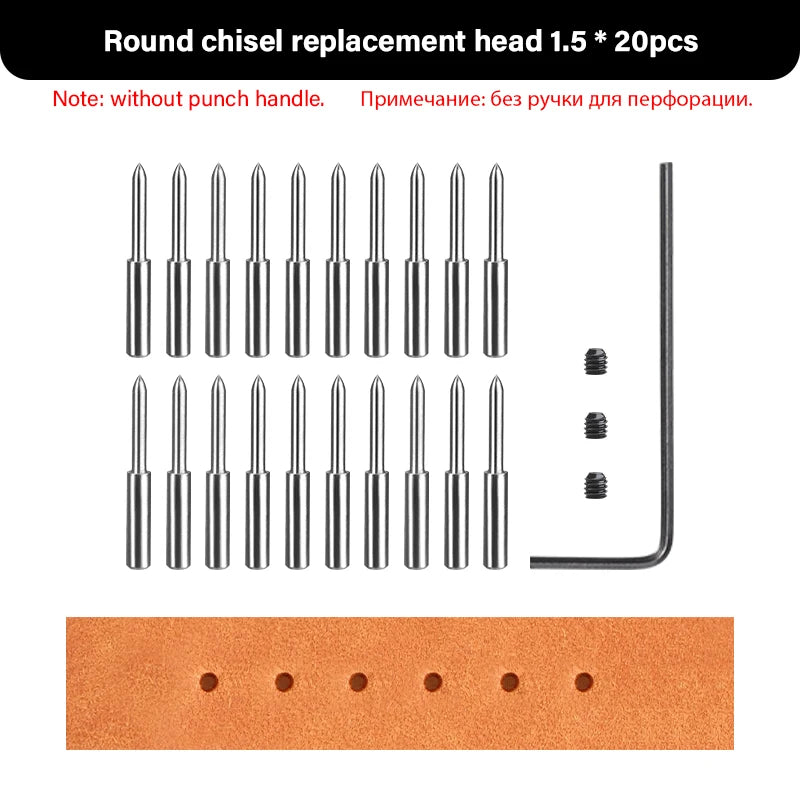 WUTA 3G Plancha para pinchar cuero con Wechselkopf – Professionelles Lederlochwerkzeug aus 4Cr13 Stahl, Austauschbare Chisel- &amp; Punch-Köpfe para bricolaje Lederarbeiten 