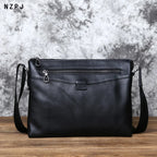 Herren Leder-Umhängetasche – Echtes Rindsleder, Casual Messenger Bag, Horizontal Briefcase für 10" iPad