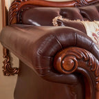 Luxuriöses Europa Ledersofá für Wohnzimmer – U-förmiges Designer-Sofa aus echtem Rindsleder &amp; Massivholz im skandinavischen Stil