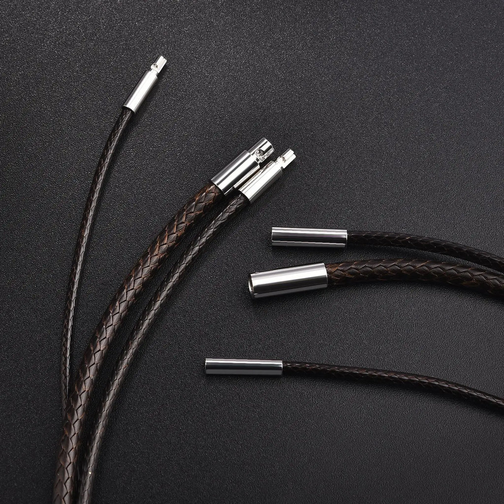 Handgefertigte Lederkette Schwarz/Braun 45–60 cm – Gewachste Flechtkordel mit Edelstahlverschluss für Damen &amp; Herren
