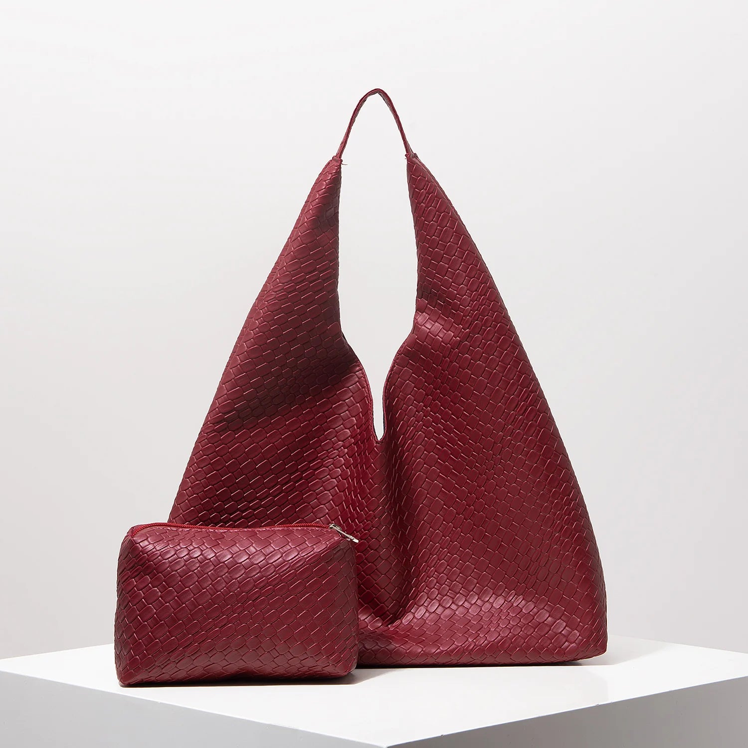 Vintage PU-Leder Woven Shoulder Bag – Große Kapazität Tote Bag mit Geldbörse, Minimalistische Damenhandtasche, Mutter-Kind Kombi Bag