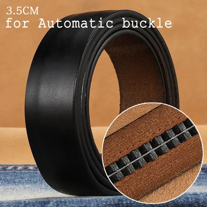 2.8cm 3.0cm 3.3cm 3.5cm 3.8cm Leather Belt Body No Buckle for Smooth Automatic Pin Buckle Belt Strap Without Buckle Men Women