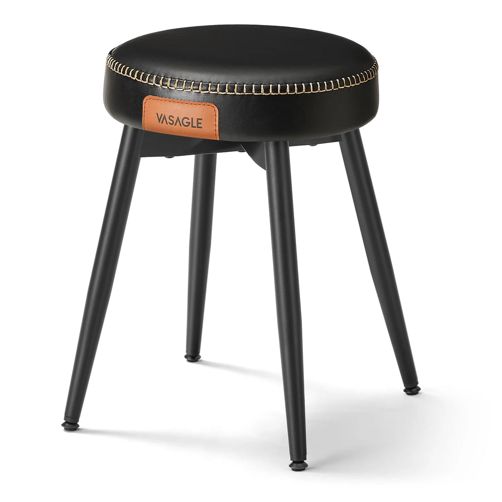 VASAGLE Esszimmerstuhl EKHO Serie – Sitzhocker aus Kunstleder, 48,2 cm Sitzhöhe, Ink Black, modern & platzsparend