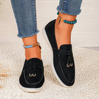 Damen Retro Slip-On Schuhe aus weichem Leder – Bequeme Lazy Shoes mit dicker Sohle & flachem Absatz für Alltag & Freizeit
