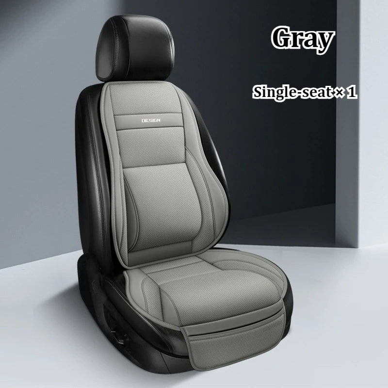 Ergonomisches PU-Leder Auto-Sitzkissen mit Rücken- & Beinunterstützung – Belüftetes Komfort-Sitzpolster mit Staufächern, universell passend