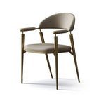 Moderner Leder-Armlehnenstuhl mit Rückenstütze – Nordischer Relax- &amp; Lesesessel für Wohnzimmer, Restaurant &amp; Arbeitsbereich