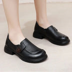 feerldi Damen Leder Flats WB-06K – Mocassins élégants à enfiler, mocassins confortables avec petits talons, chaussures plates grises