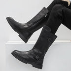 OLOMM Botas vaqueras altas para hombre – Handgefertigte Lederstiefel aus Rindsleder mit Reißverschluss, dicke Sohle, Größen 38-46