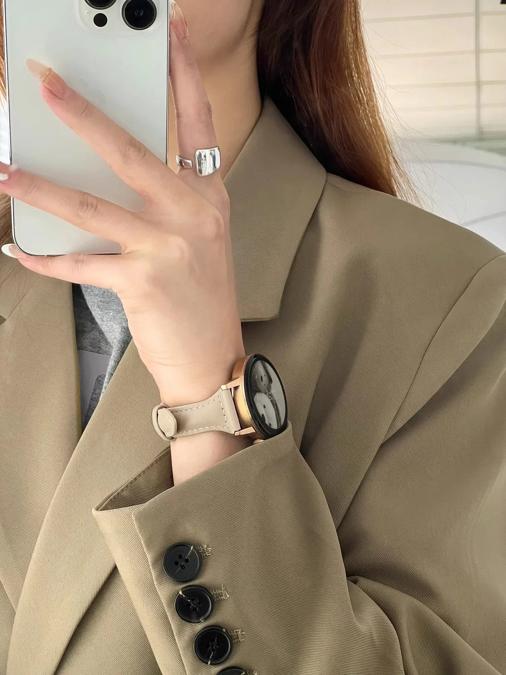 Brazalete de cuero delgado para Samsung Galaxy Watch y Huawei Watch – Brazalete elegante para reloj inteligente de 20 mm y 22 mm para deportes y etiquetas 