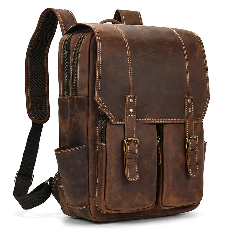 NEWSBIRDS Herren Leder Rucksack – Vintage Luxus Daypack aus echtem Rindsleder für Business, Reise & Schule