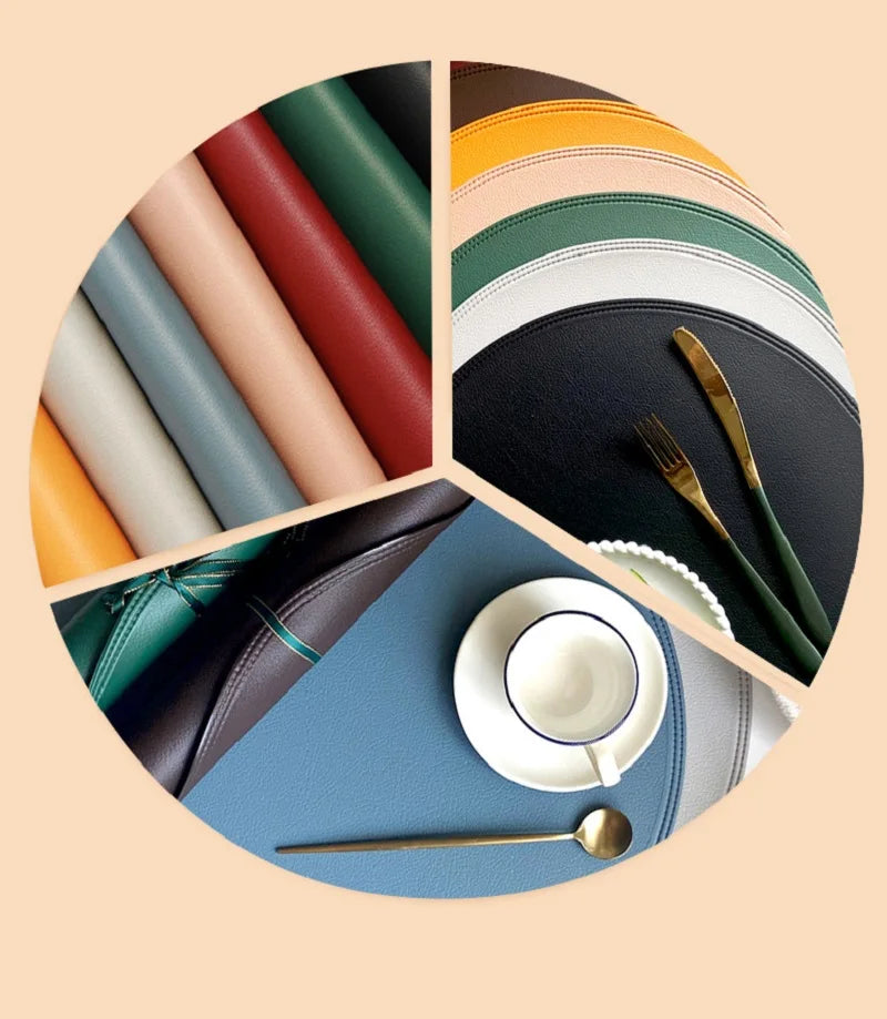 Runde Kunstleder Tischsets im Luxury Style – Gesteppte, hitzeisolierende Platzmatten für Esstisch, Café & Küche (1/4/6 Stück)
