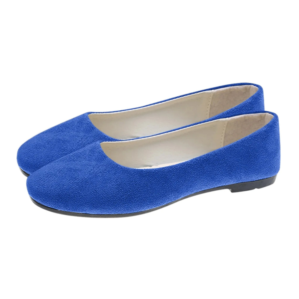 Damen Flats 2025 – Bequeme Runde Zehen Ballerina Flats aus Suede mit Weicher Sohle, Casual Mom Shoes