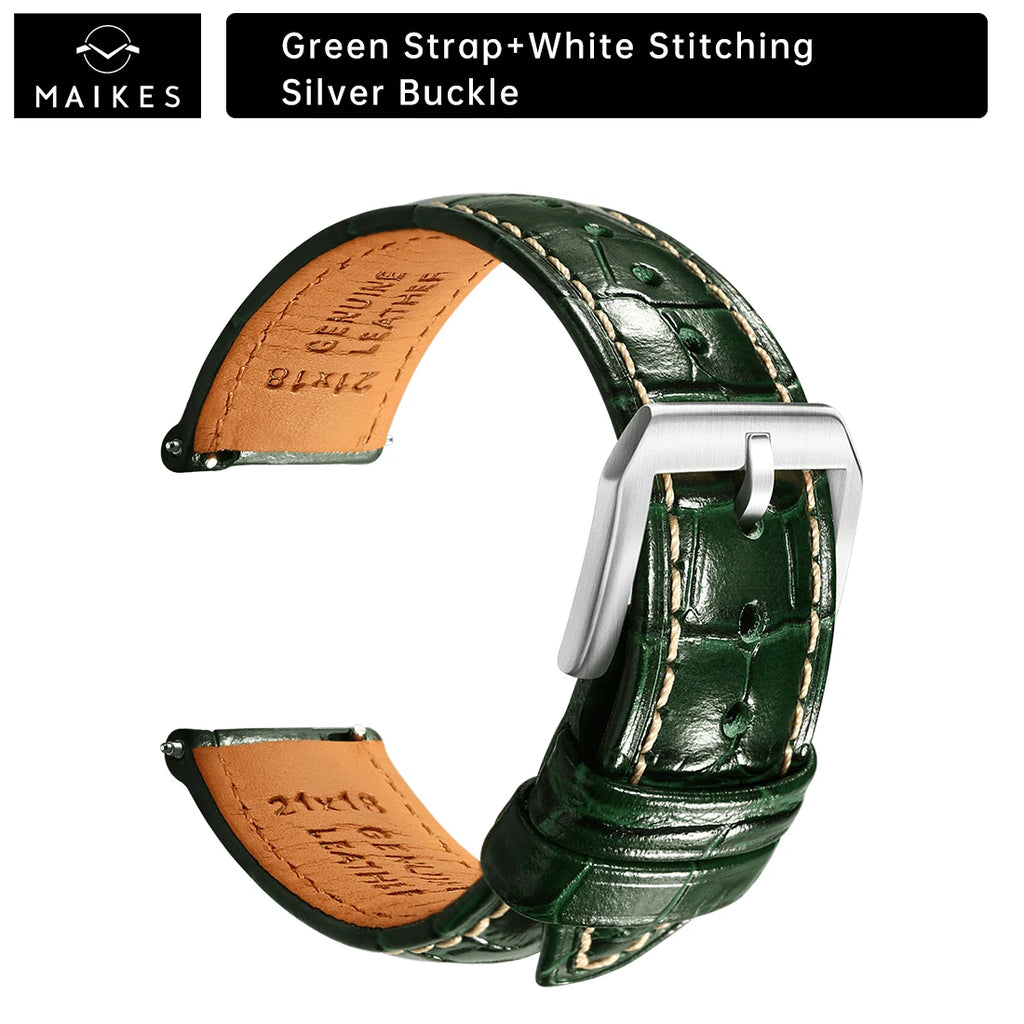 MAIKES Brassard de luxe en cuir avec dégagement rapide - Brassard Premium 20 mm / 21 mm / 22 mm avec fermeture papillon pour brassard élégant