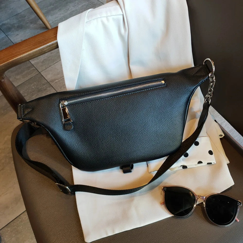 Luxuriöse Damen Bauchtasche aus Echtem Leder – Designer Barrel-Shape Fanny Pack & Gürteltasche für Frauen