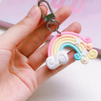 Süßer Regenbogen-Schlüsselanhänger aus Leder – Geflochtener Quasten-Keychain mit Herz, Stern &amp; Glöckchen, verspieltes Taschen-Accessoire für Frauen &amp; Mädchen