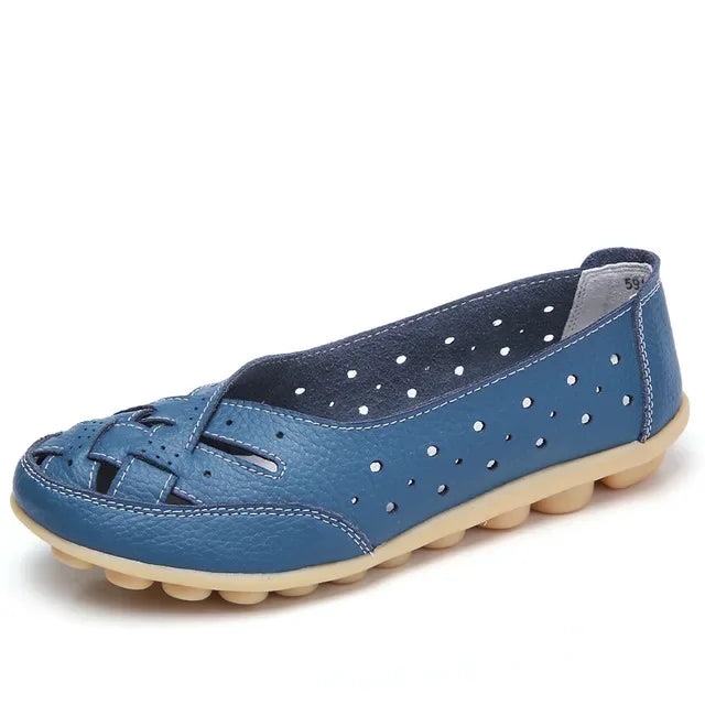 BEYARNE Damen Loafer in Lederoptik – Luftige Sommer Flats mit Rundspitze, Bequeme Plus Size Slipper für Alltag & Freizeit (Größe 35–44)