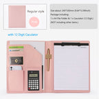 A4 Business Padfolio aus PU-Leder – Dokumentenmappe mit Klemmbrett & optionalem Taschenrechner | Elegante Schreibmappe für Meetings & Büro