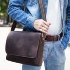 Newsbirds Vintage Herren Leder-Aktentasche – Crazy Horse Laptop Messenger Bag para oficina y oficina 