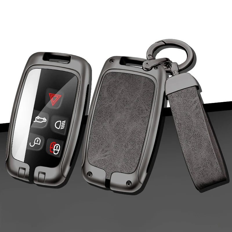 Étui de clé de voiture haut de gamme en métal et cuir pour Land Rover et Jaguar – Étui de clé pour Range Rover, Evoque, Velar, Discovery 4, XE, XF et XJ
