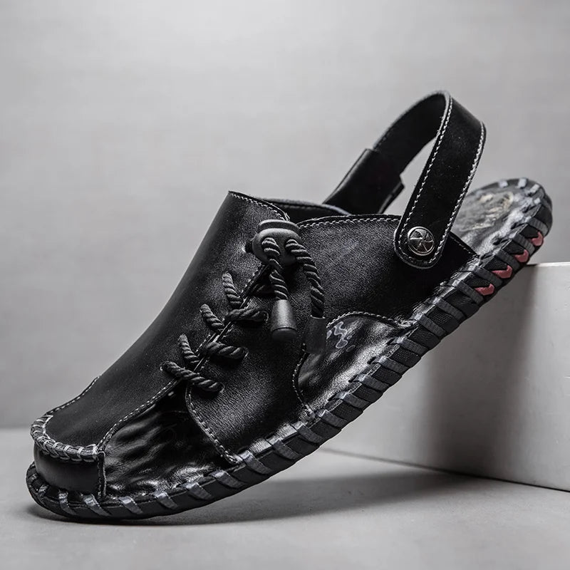 NoEnName_Null Herren Ledersandalen 2025 – Sandalias de verano para playa y exteriores, Rutschfest, cómodas zapatillas de gladiador aus echtem Leder 